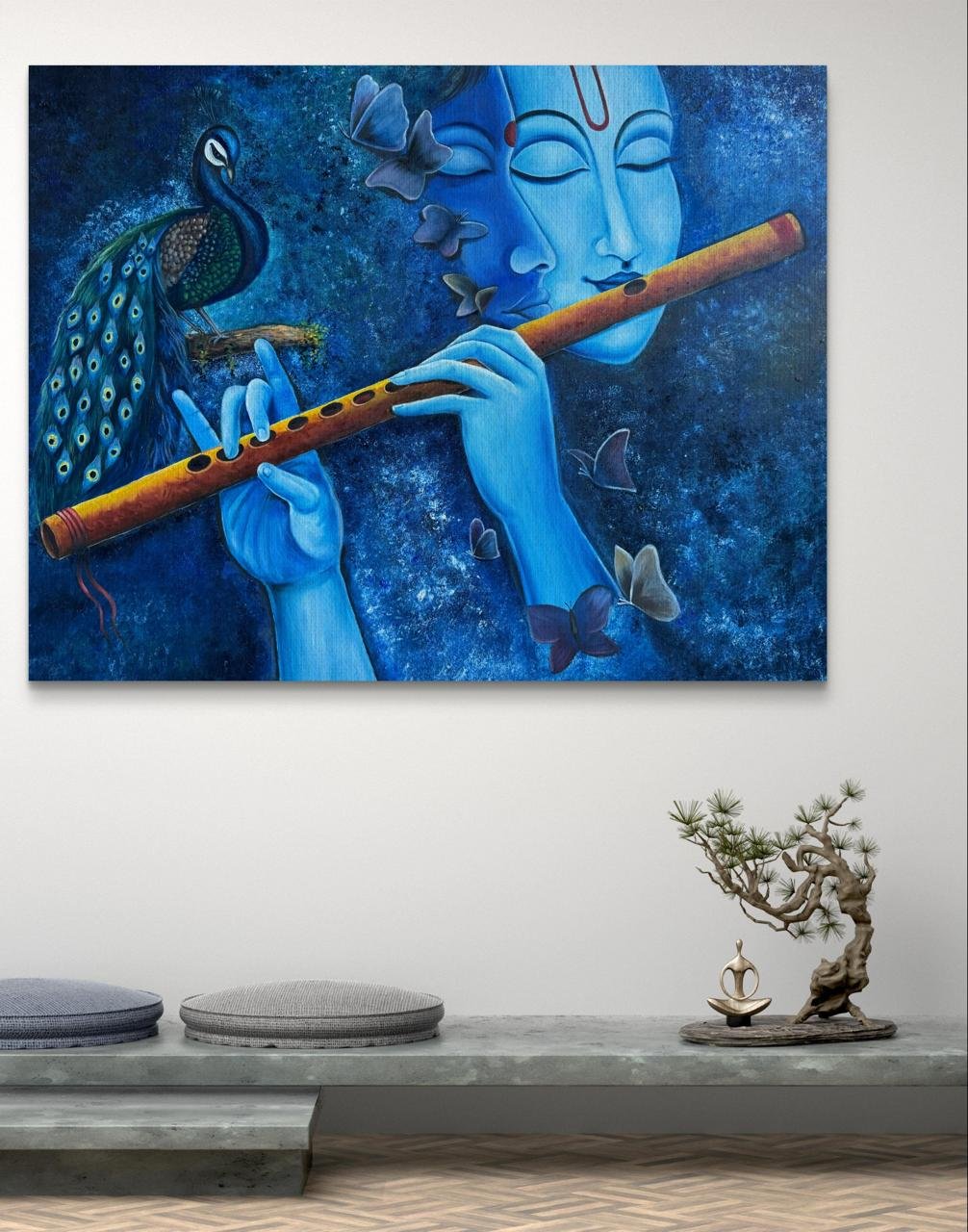 The eternal love of Radha and Krishna Size 25" X 43"
